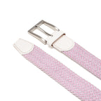 Woven Elastic Leather Trim Single Prong Buckle Men's Belt