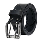 Mens Classic Genuine Leather Belt Jeans Solid Belts for Men 1.5inch Width La2099-Black