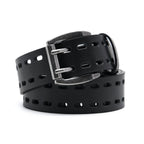 Mens Classic Genuine Leather Belt Jeans Solid Belts for Men 1.5inch Width La2099-Black