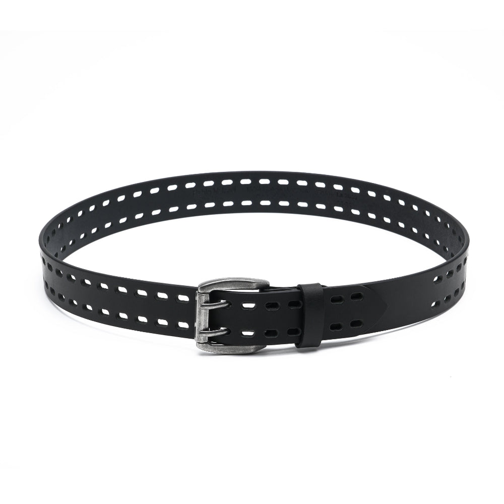 Mens Classic Genuine Leather Belt Jeans Solid Belts for Men 1.5inch Width La2099-Black