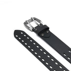 Mens Classic Genuine Leather Belt Jeans Solid Belts for Men 1.5inch Width La2099-Black