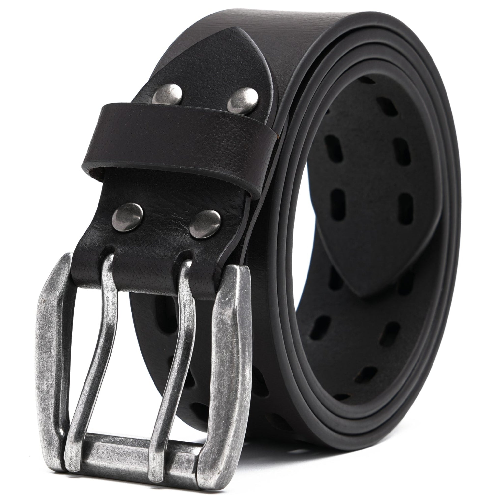 Mens Classic Genuine Leather Belt Jeans Solid Belts for Men 1.5inch Width La2099-Brown