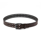 Mens Classic Genuine Leather Belt Jeans Solid Belts for Men 1.5inch Width La2099-Cognac
