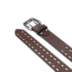 Mens Classic Genuine Leather Belt Jeans Solid Belts for Men 1.5inch Width La2099-Cognac