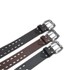 Mens Classic Genuine Leather Belt Jeans Solid Belts for Men 1.5inch Width La2099-Cognac