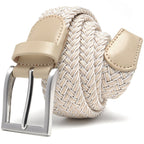 Mens Belt - Braided Stretch Golf Belt for Men 1 3/8"- Mens Gift for Golf Pants La2116 - Beige