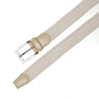 Mens Belt - Braided Stretch Golf Belt for Men 1 3/8"- Mens Gift for Golf Pants La2116 - Beige