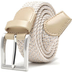 Mens Belt - Braided Stretch Golf Belt for Men 1 3/8"- Mens Gift for Golf Pants La2116 - Beige