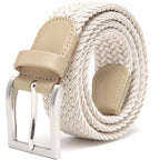 Mens Belt - Braided Stretch Golf Belt for Men 1 3/8"- Mens Gift for Golf Pants La2116 - Beige