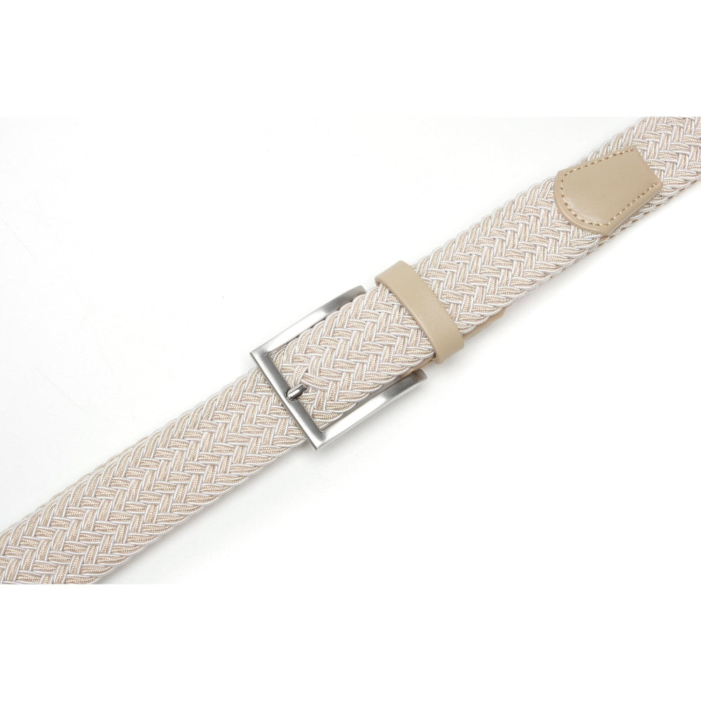 Mens Belt - Braided Stretch Golf Belt for Men 1 3/8"- Mens Gift for Golf Pants La2116 - Beige