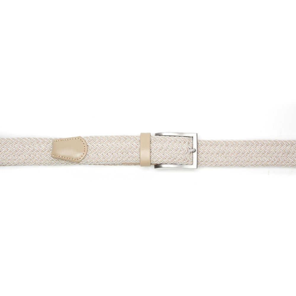 Mens Belt - Braided Stretch Golf Belt for Men 1 3/8"- Mens Gift for Golf Pants La2116 - Beige