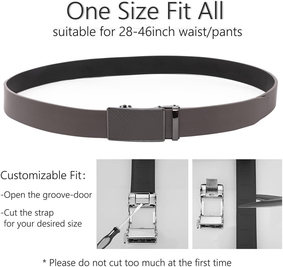 Men's Leather Ratchet Belt with Automatic Buckle