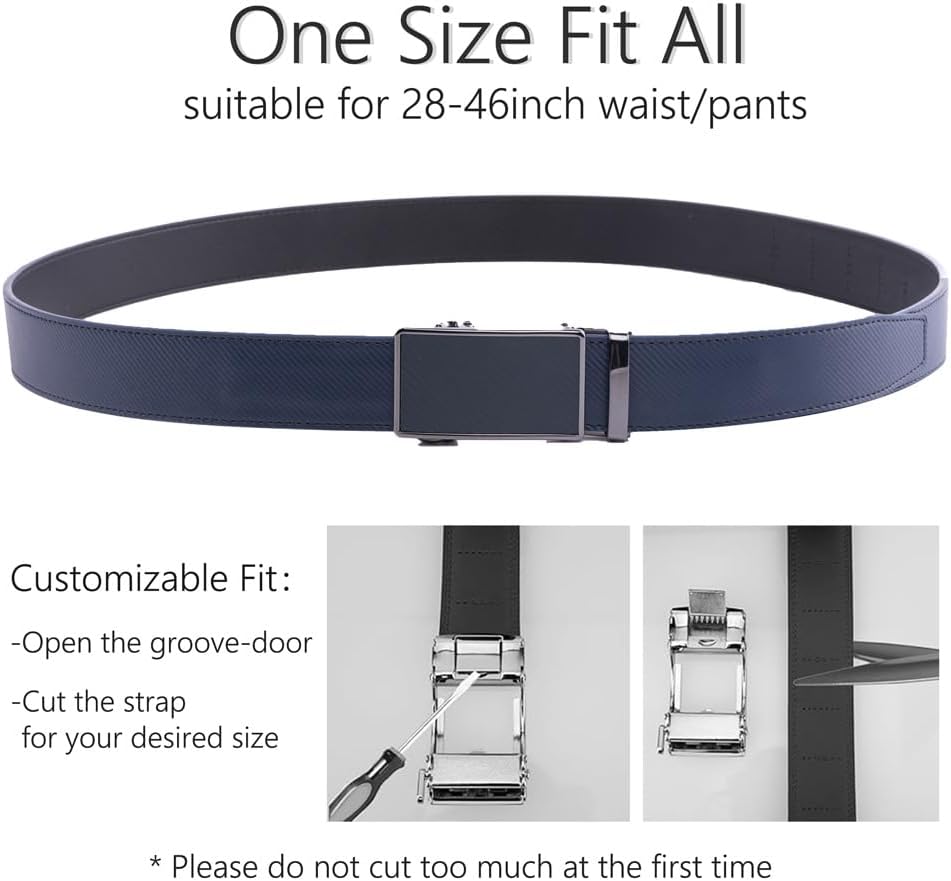 Men's Leather Ratchet Belt with Automatic Buckle