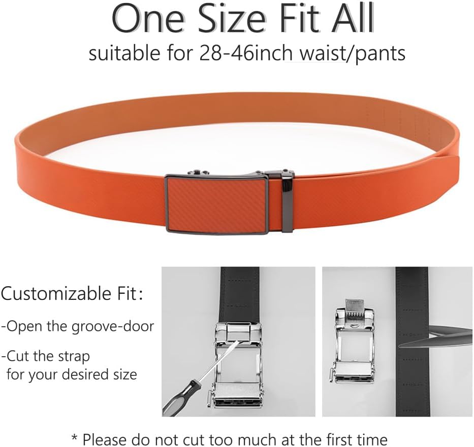 Men's Leather Ratchet Belt with Automatic Buckle
