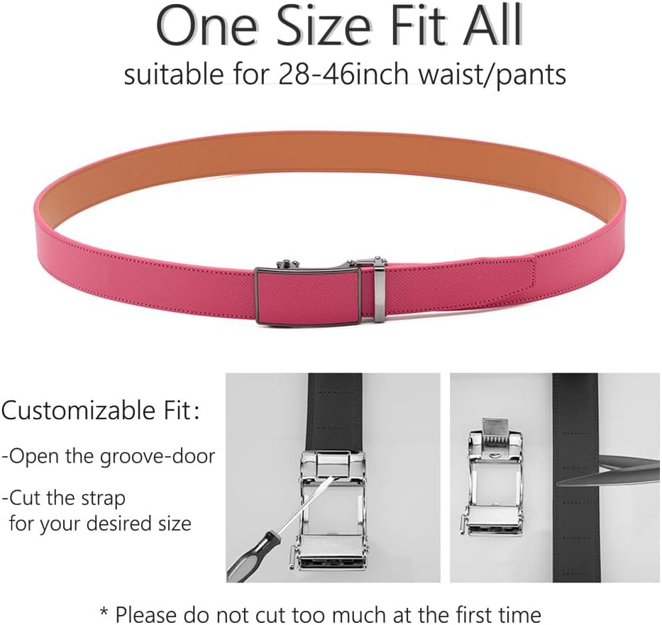 Men's Leather Ratchet Belt with Automatic Buckle