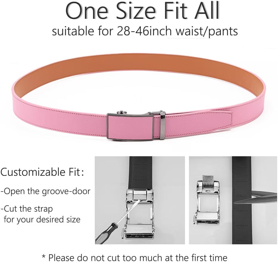 Men's Leather Ratchet Belt with Automatic Buckle