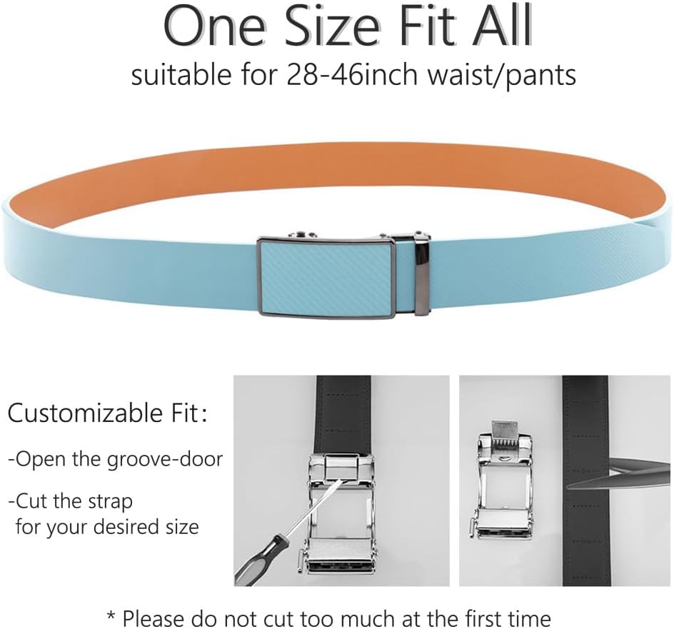 Men's Leather Ratchet Belt with Automatic Buckle