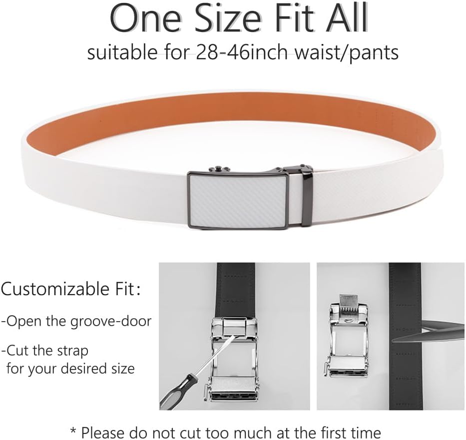 Men's Leather Ratchet Belt with Automatic Buckle