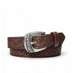 Kids' 1-Inch Embossed Leather Belt with Interchangeable Buckle