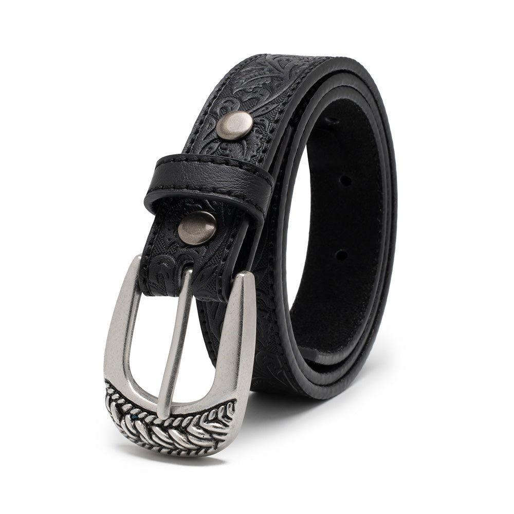 Kids' 1-Inch Embossed Leather Belt with Interchangeable Buckle Secondary image