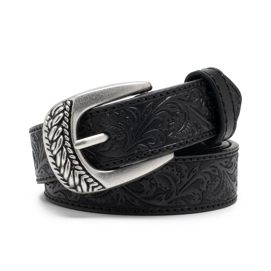 Kids' 1-Inch Embossed Leather Belt with Interchangeable Buckle