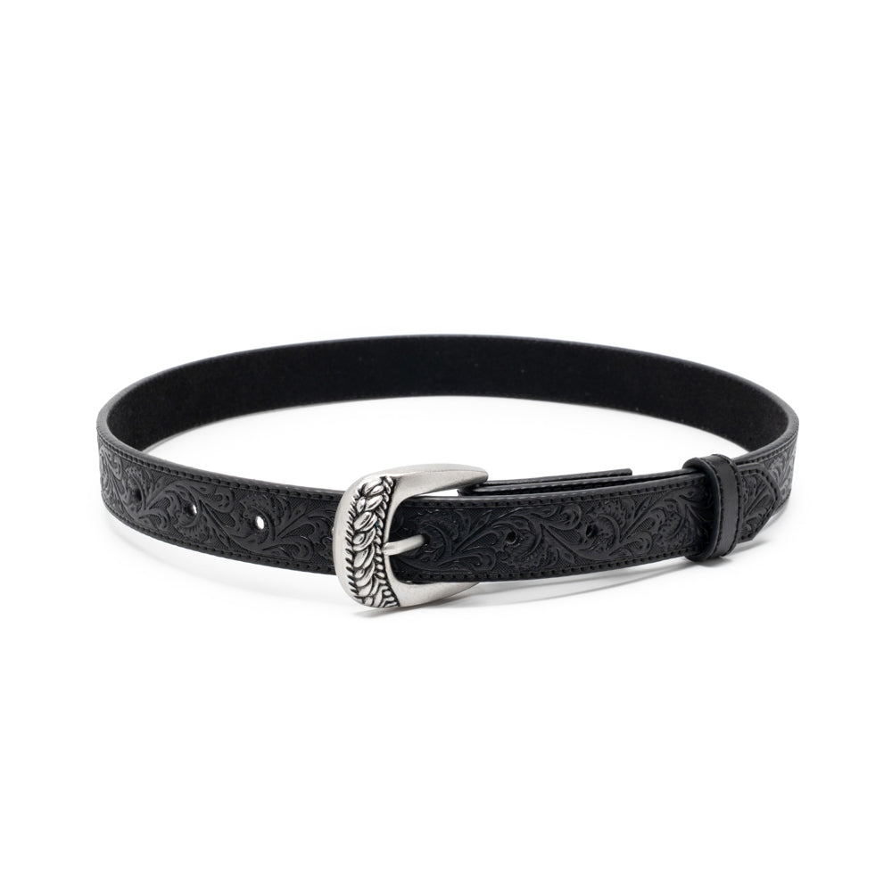 Kids' 1-Inch Embossed Leather Belt with Interchangeable Buckle