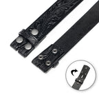 Vintage Embossed Leather Belt Strap – Interchangeable Buckle Belt Strap