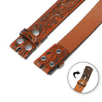 Vintage Embossed Leather Belt Strap – Interchangeable Buckle Belt Strap