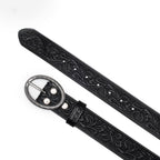 Men's 1.5-Inch Embossed Leather Casual Belt with Oval Buckle