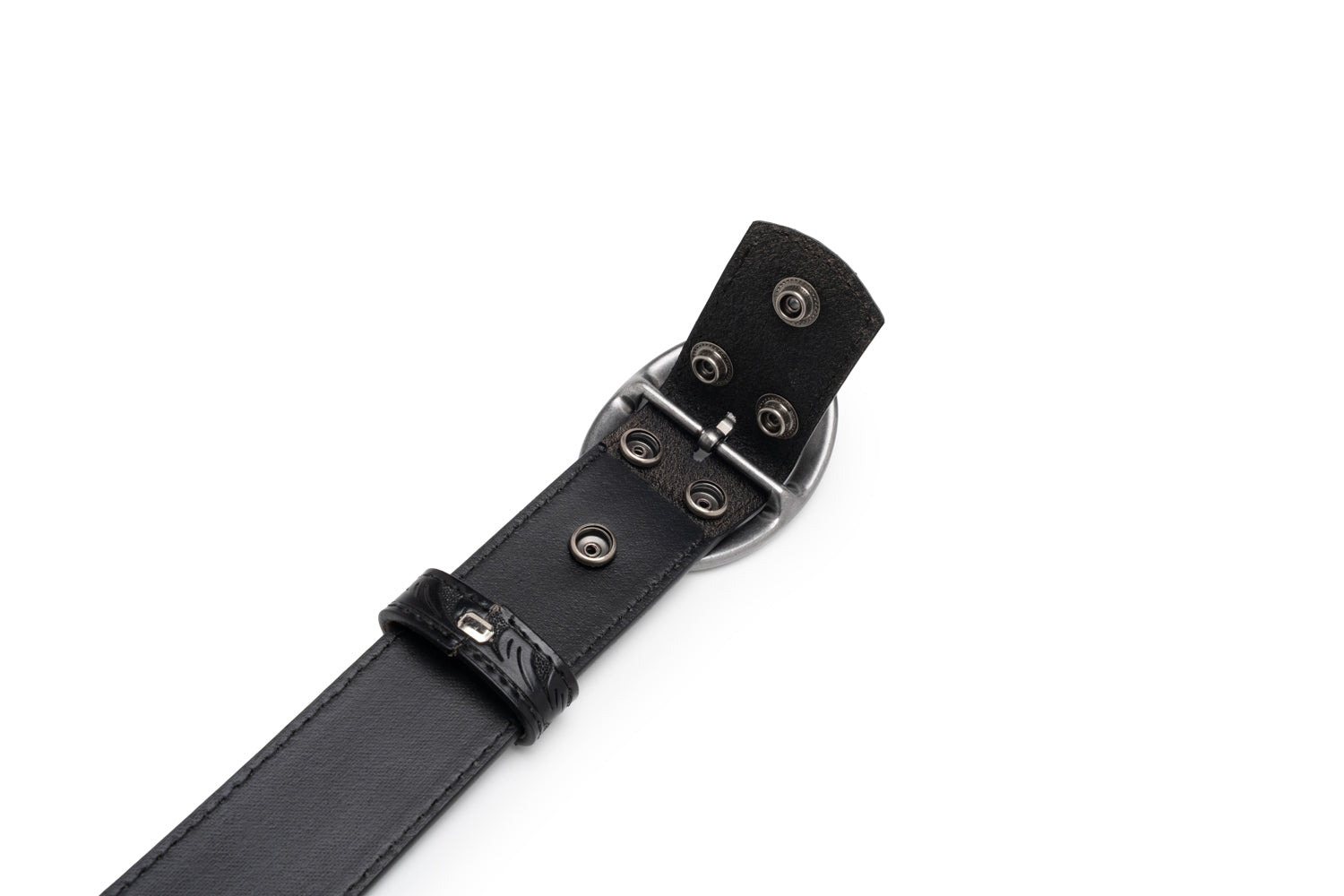 Men's 1.5-Inch Embossed Leather Casual Belt with Oval Buckle