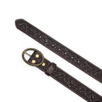 Men's 1.5-Inch Embossed Leather Casual Belt with Oval Buckle