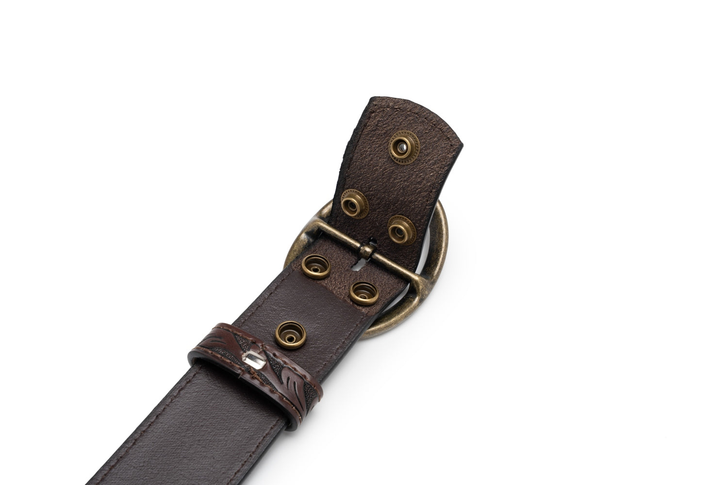 Men's 1.5-Inch Embossed Leather Casual Belt with Oval Buckle