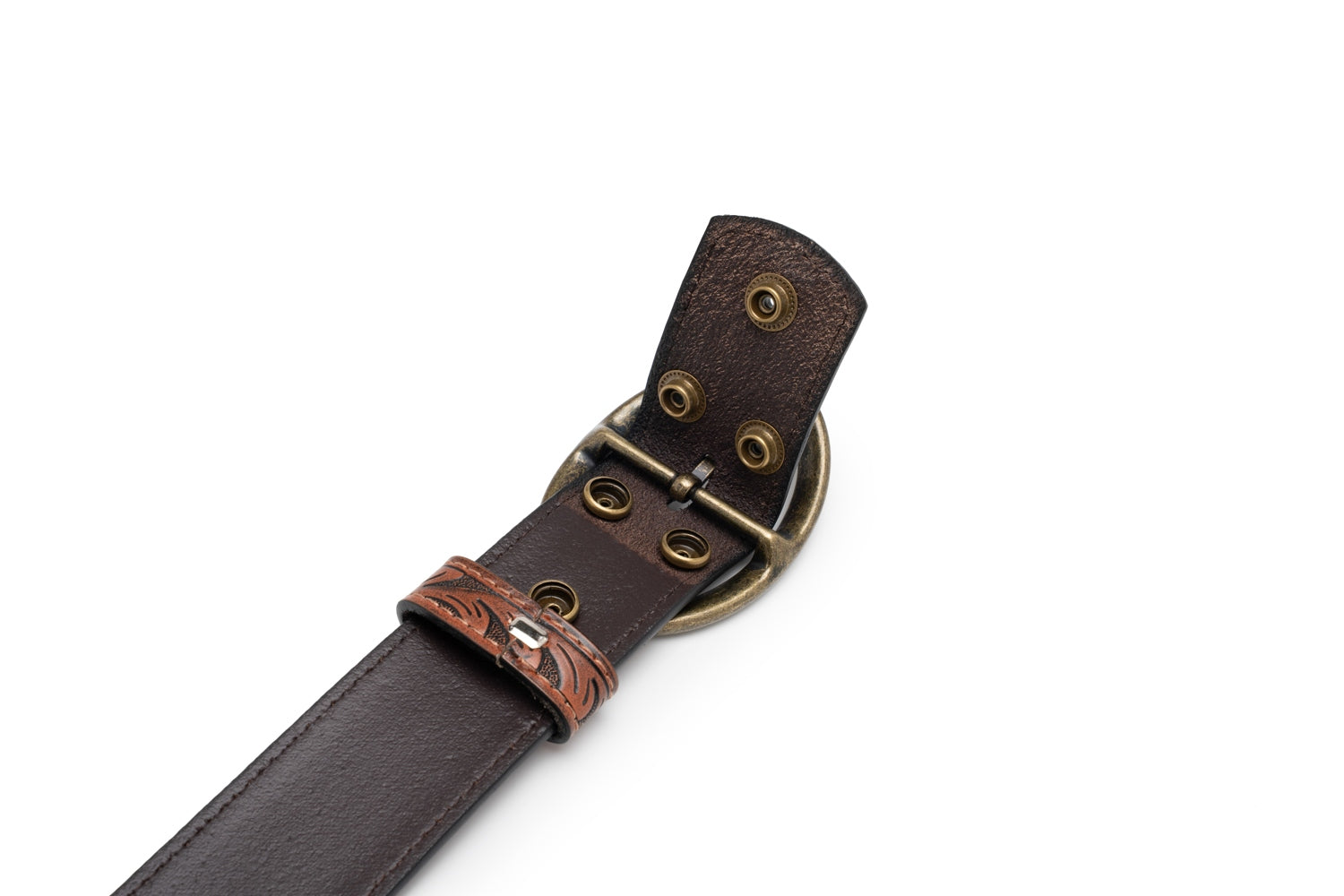 Men's 1.5-Inch Embossed Leather Casual Belt with Oval Buckle