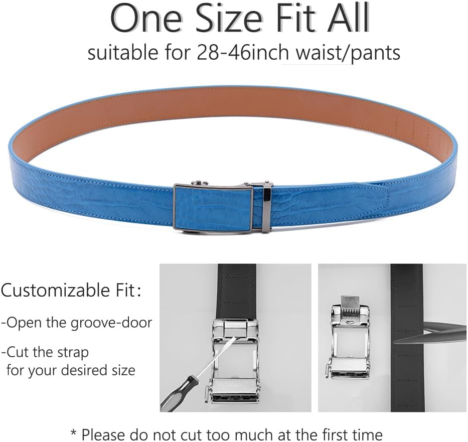 Men's Crocodile Embossed Ratchet Belt – Automatic Dress Belt for Business & Casual Wear