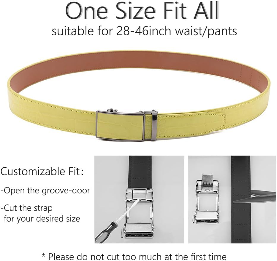 Men's Crocodile Embossed Ratchet Belt – Automatic Dress Belt for Business & Casual Wear