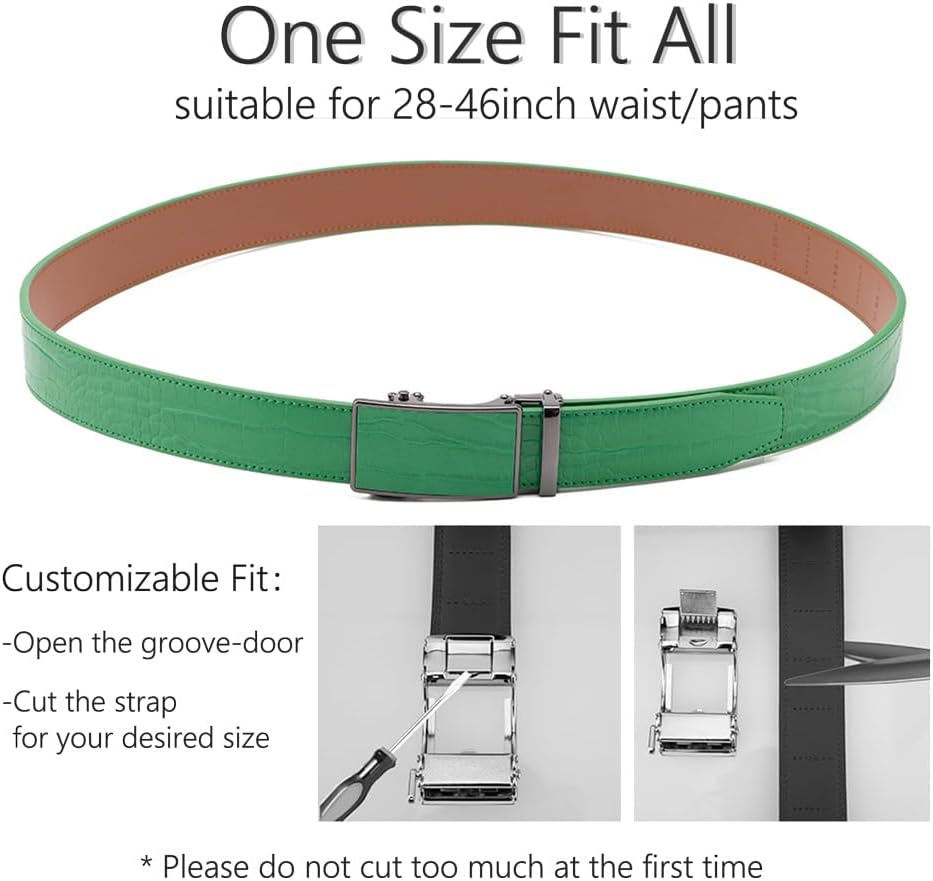 Men's Crocodile Embossed Ratchet Belt – Automatic Dress Belt for Business & Casual Wear