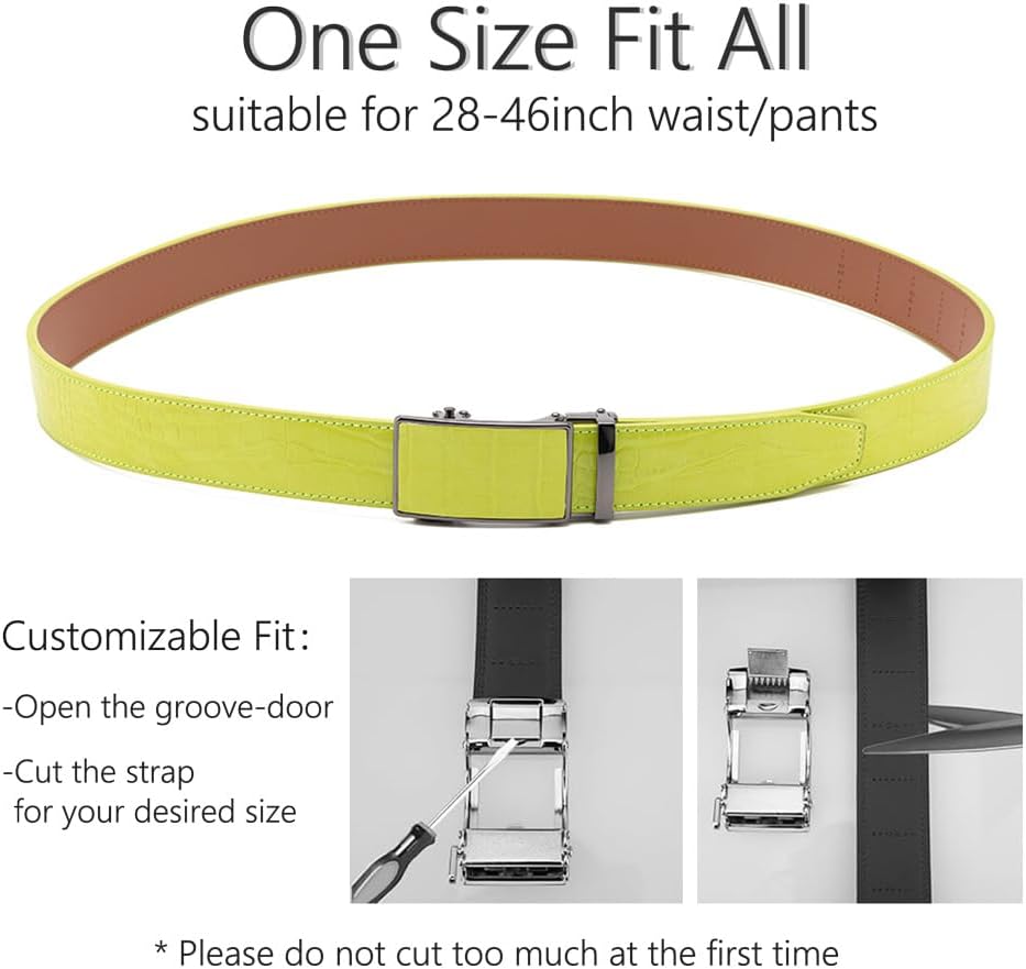 Men's Crocodile Embossed Ratchet Belt – Automatic Dress Belt for Business & Casual Wear