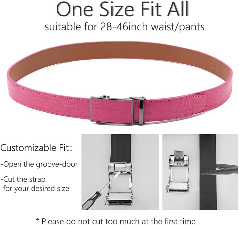 Men's Crocodile Embossed Ratchet Belt – Automatic Dress Belt for Business & Casual Wear