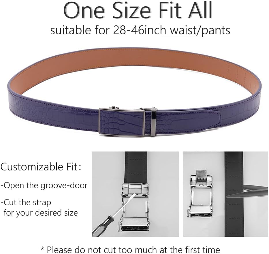 Men's Crocodile Embossed Ratchet Belt – Automatic Dress Belt for Business & Casual Wear