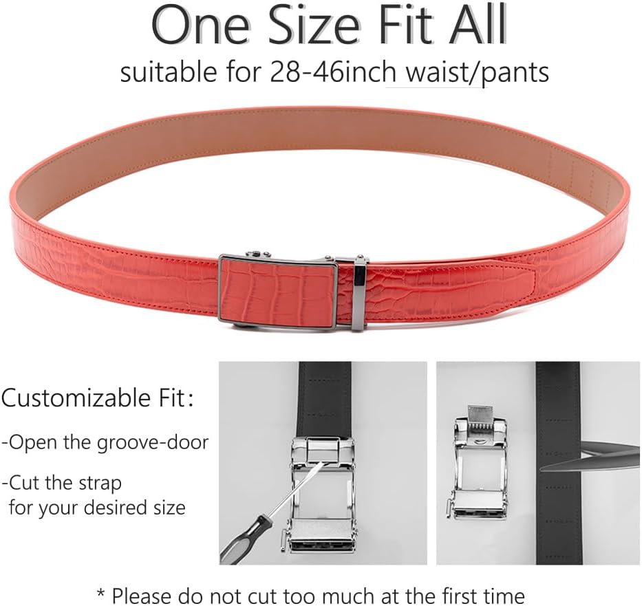 Men's Crocodile Embossed Ratchet Belt – Automatic Dress Belt for Business & Casual Wear