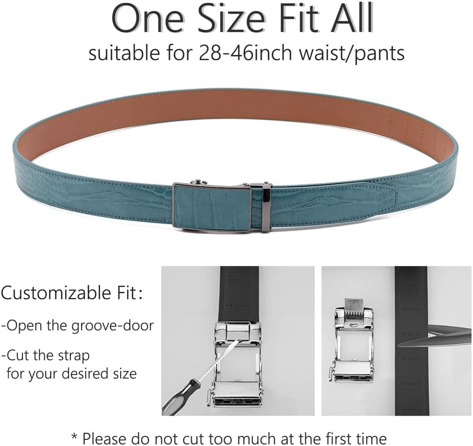 Men's Crocodile Embossed Ratchet Belt – Automatic Dress Belt for Business & Casual Wear