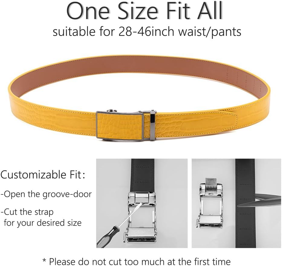 Men's Crocodile Embossed Ratchet Belt – Automatic Dress Belt for Business & Casual Wear