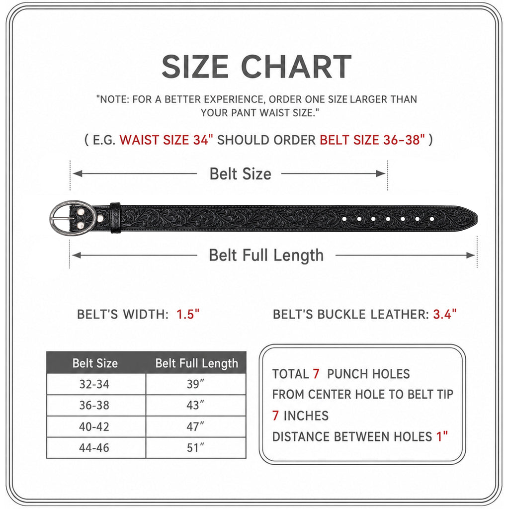Men's 1.5-Inch Embossed Leather Casual Belt with Oval Buckle
