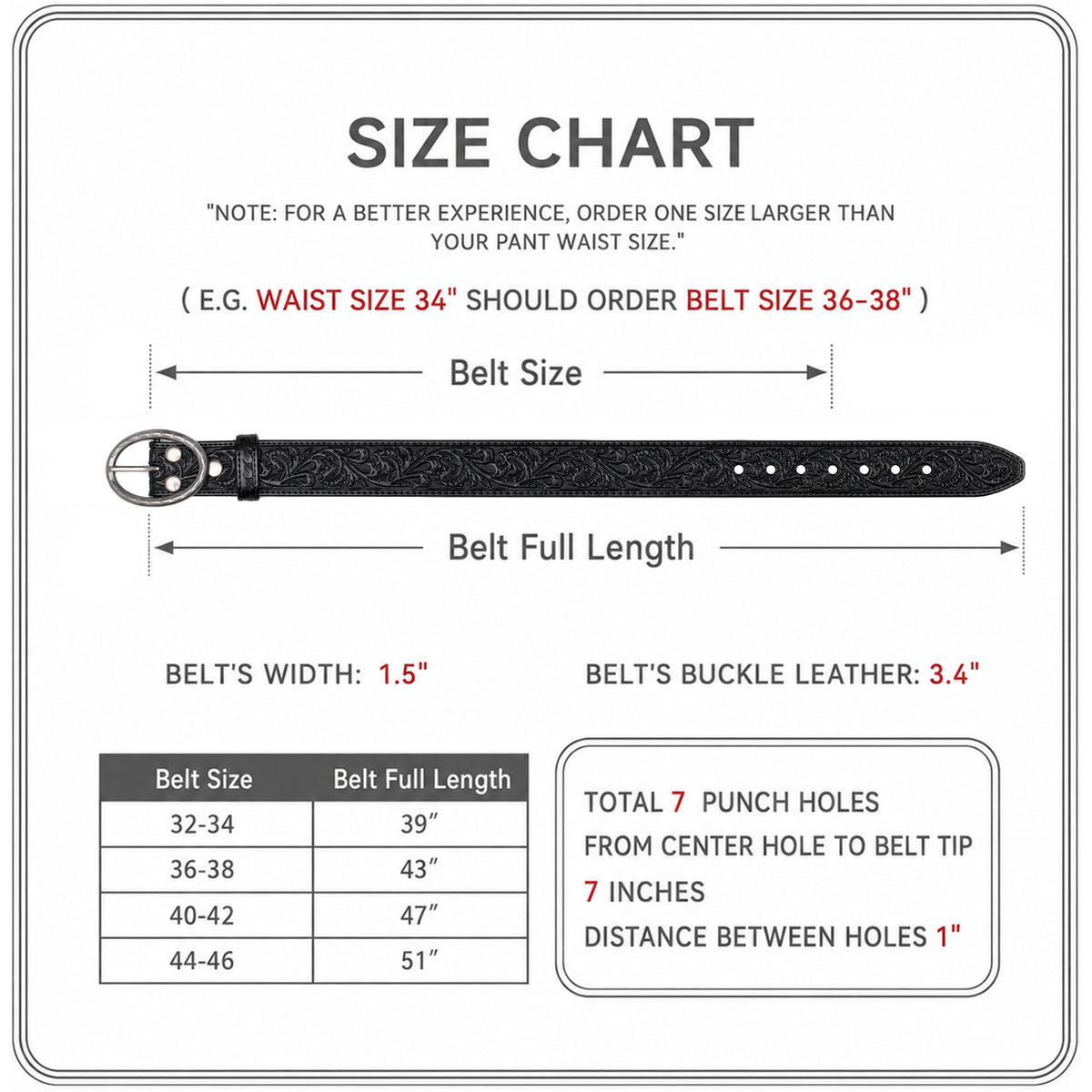 Men's 1.5-Inch Embossed Leather Casual Belt with Oval Buckle